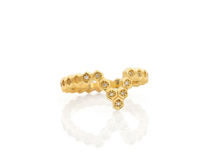 Diamond Honeycomb Chevron Stacking Hive Ring