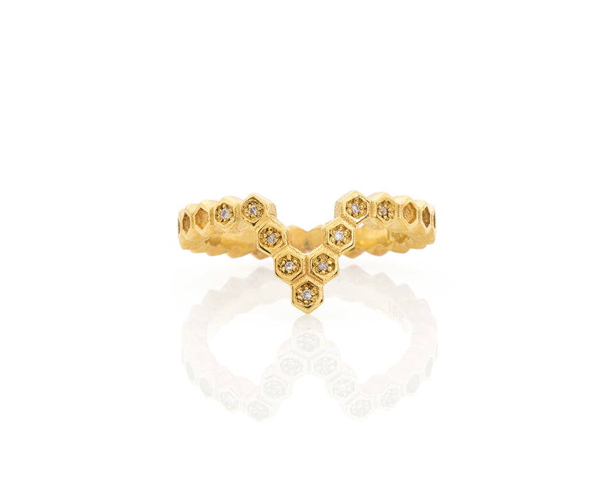 Diamond Honeycomb Chevron Stacking Hive Ring