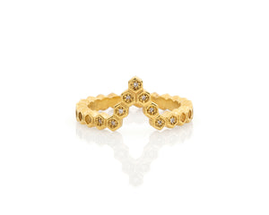 Diamond Honeycomb Chevron Stacking Hive Ring