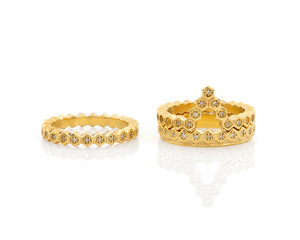 Diamond Honeycomb Chevron Stacking Hive Ring