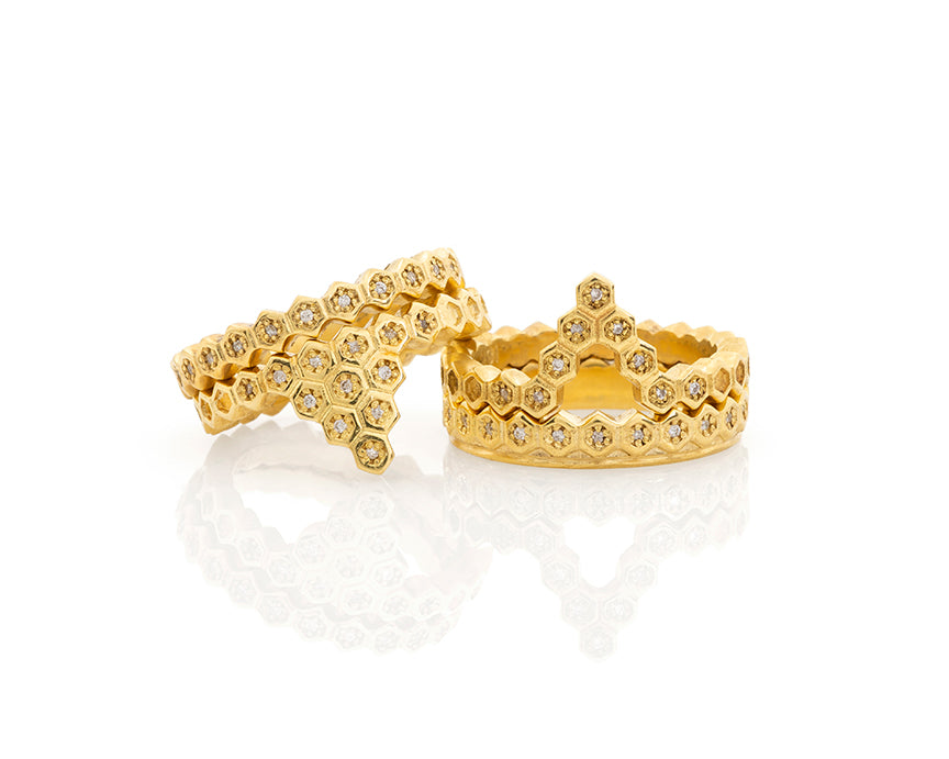 Diamond Honeycomb Chevron Ring