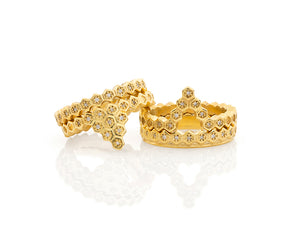 Diamond Honeycomb Chevron Stacking Hive Ring
