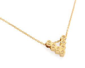 18ky Gold Honeycomb Floating V Necklace