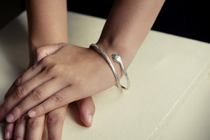 Snake Bracelet with Black Diamond Eyes