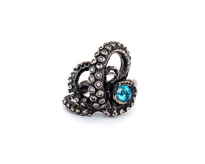 Diamond and Blue Spinel Tentacle Ring
