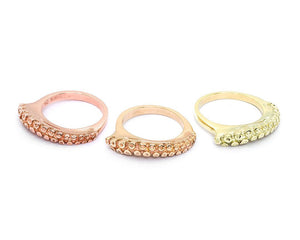 tentacle stacking band 14k rose, 14k yellow and 14k green gold.