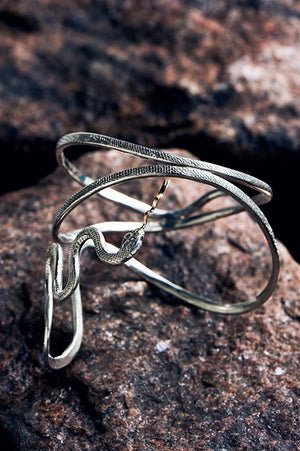 Snake Bracelet with Golden Tongue