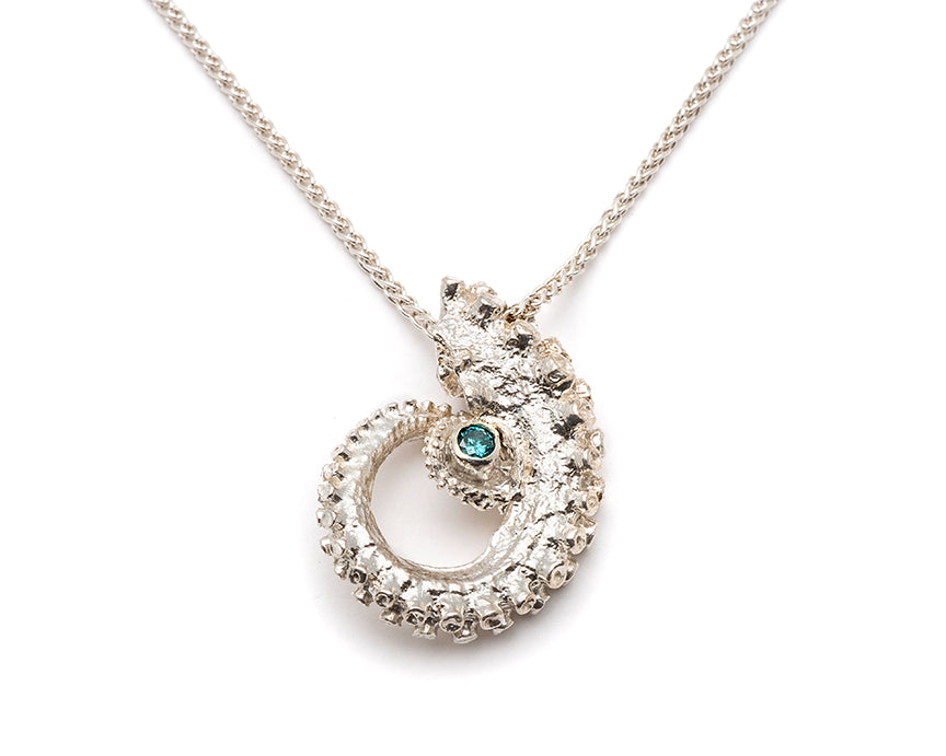 Tentacle Necklace with Blue Diamond