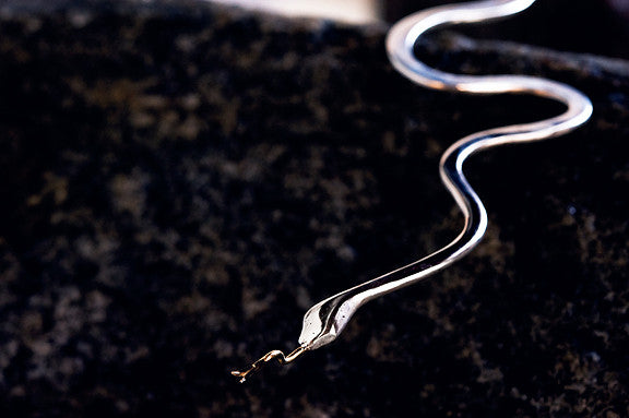 Snake Cuff Necklace with Golden Tongue