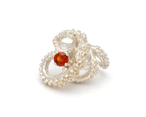 Tentacle Sculpture Ring with Mandarin Garnet