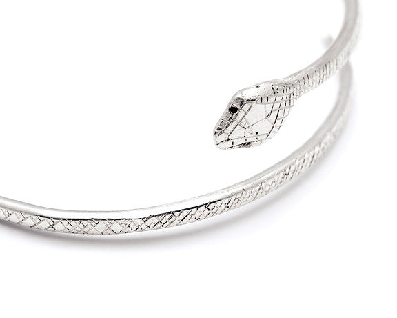 Snake Bracelet with Black Diamond Eyes