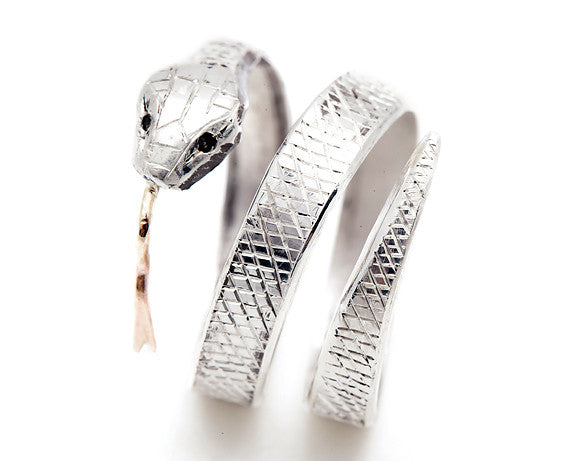 Snake Ring with Golden Tongue