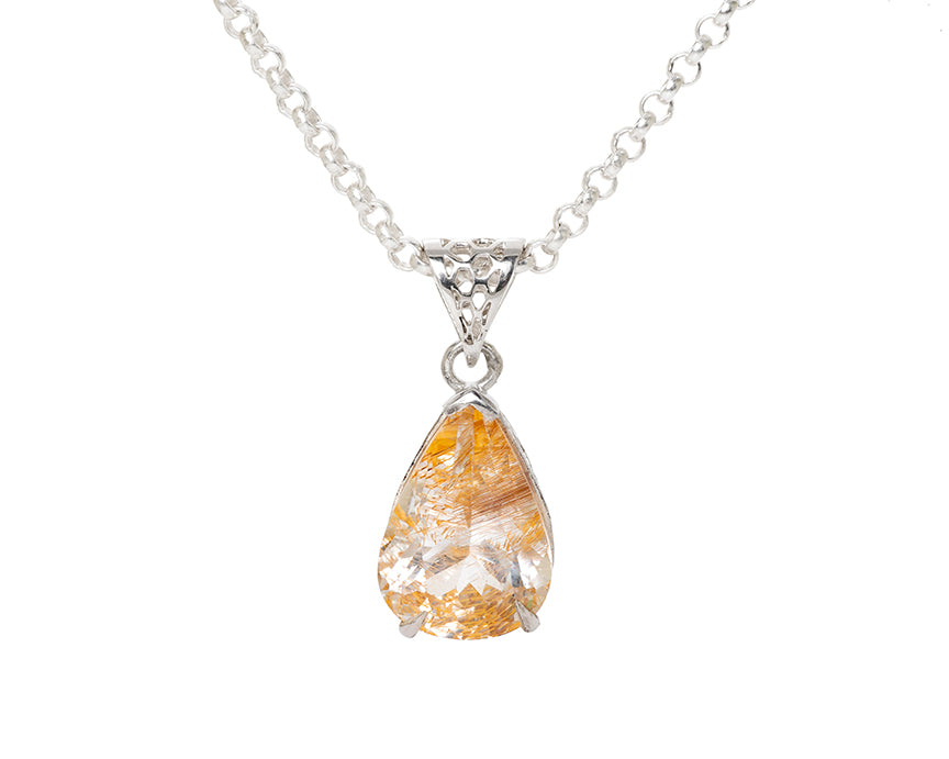 Rutilated Topaz Honeycomb Pendant