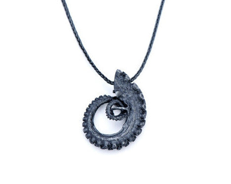 black silver tentacle coil necklace.