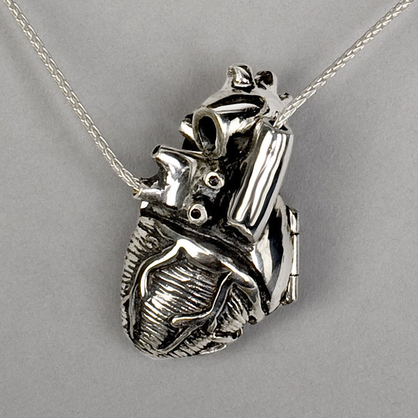 Two sided heart lock and key pendants, Heart pendant, Anatomical