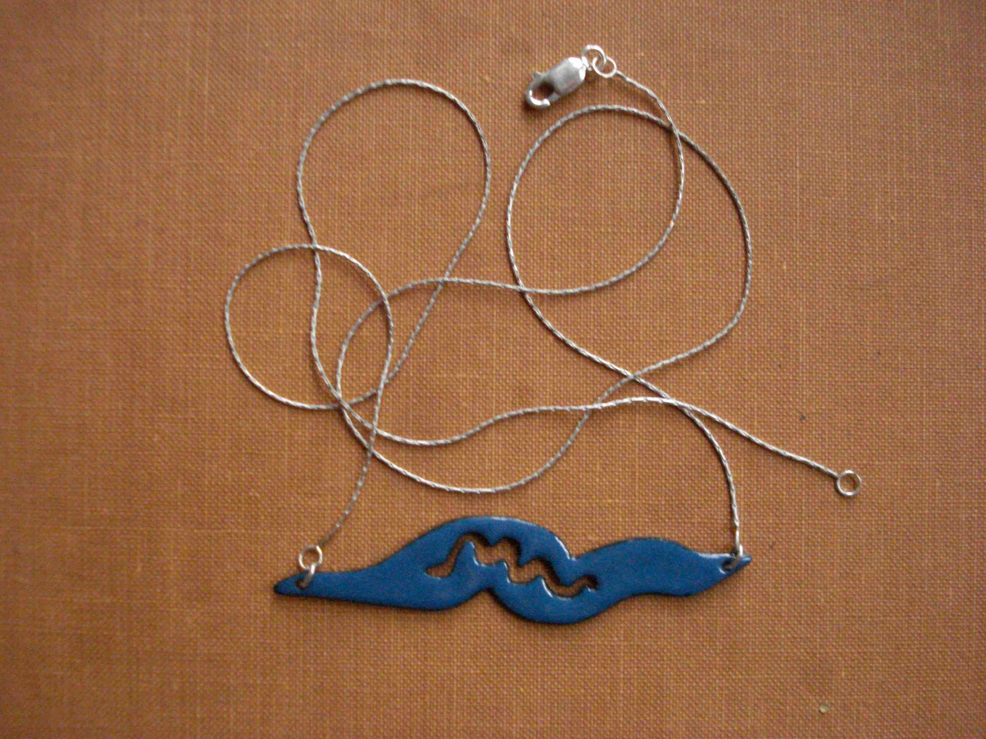 Teal Nematode Silhouette Necklace